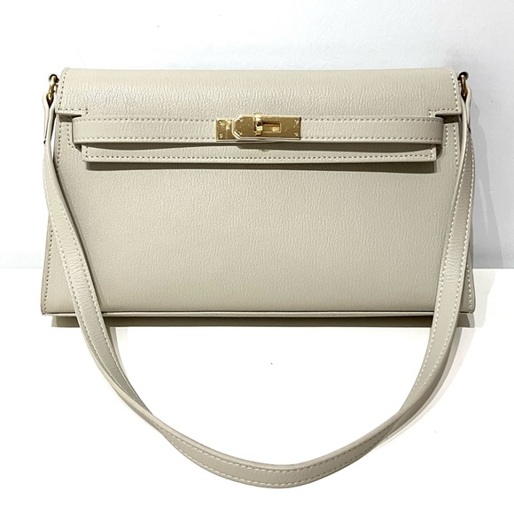 Kelly Style Leather Shoulder Bag Convertible - Picture 2 of 8